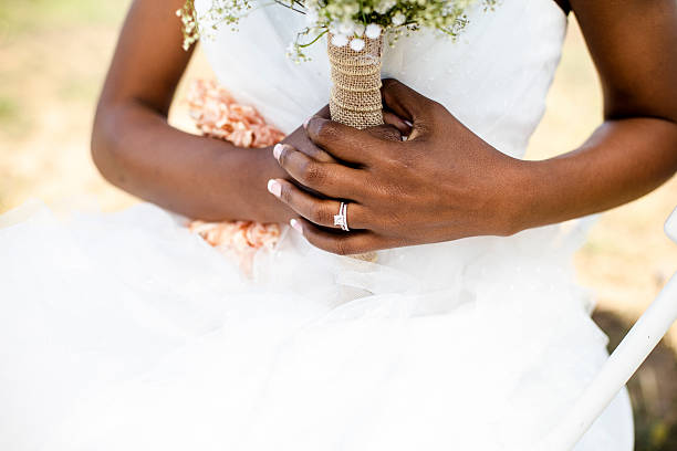 istock Beautiful African American Bride 587217044