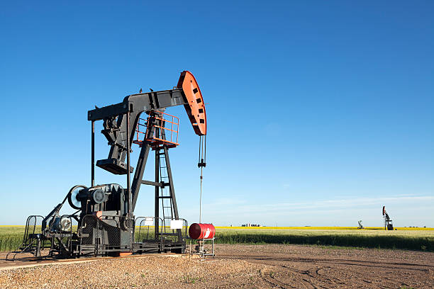 Prairie Oil Canola Field Saskatchewan stock photo