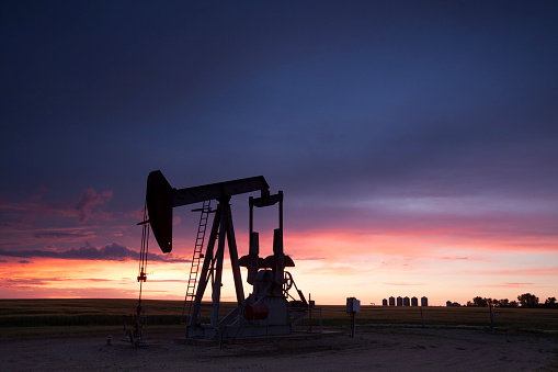 Sunset over Weyburn Saskatchewan, local oil. Image taken from a tripod.