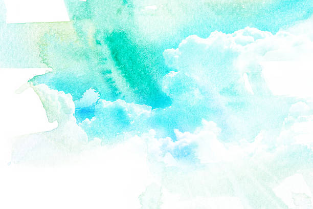 istock Watercolor illustration of sky with cloud. 587220428