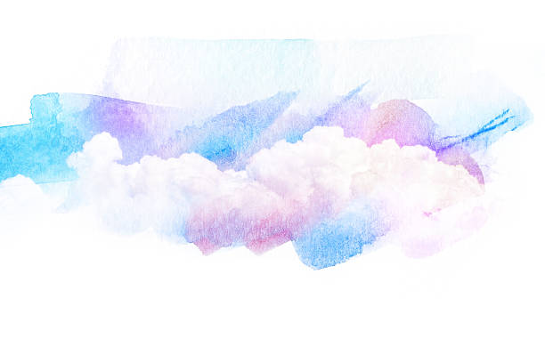 istock Watercolor illustration of sky with cloud. 587220478