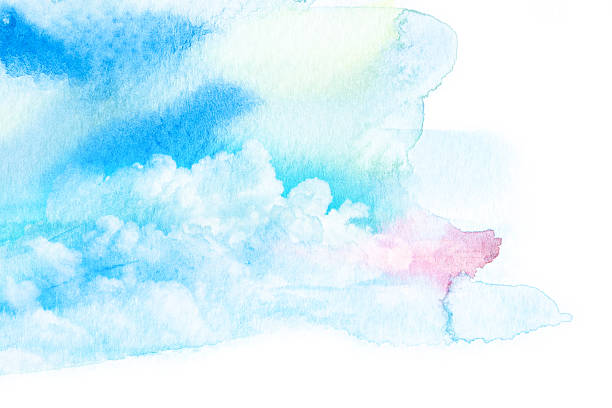 istock Watercolor illustration of sky with cloud. 587220848