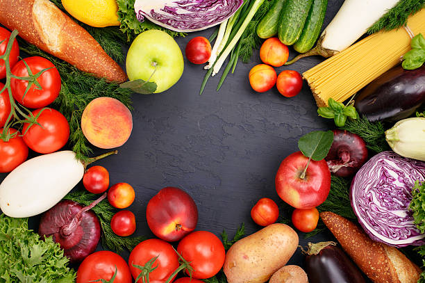 istock Frame of healthy various food 587226958