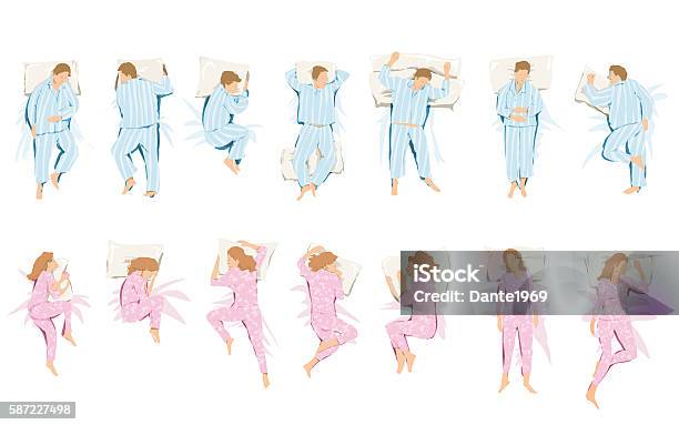 Illustration Of Different Positions That Take In Sleep And Dream Stock Illustration - Download Image Now