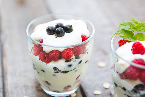 istock Layered berry and natural yogurt smoothies 587228750