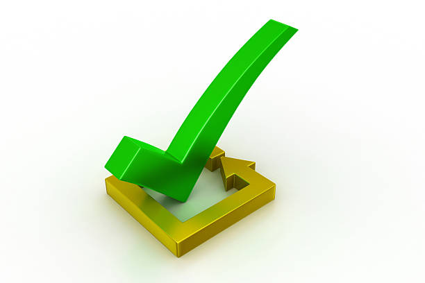 istock green check mark in golden square 587230162