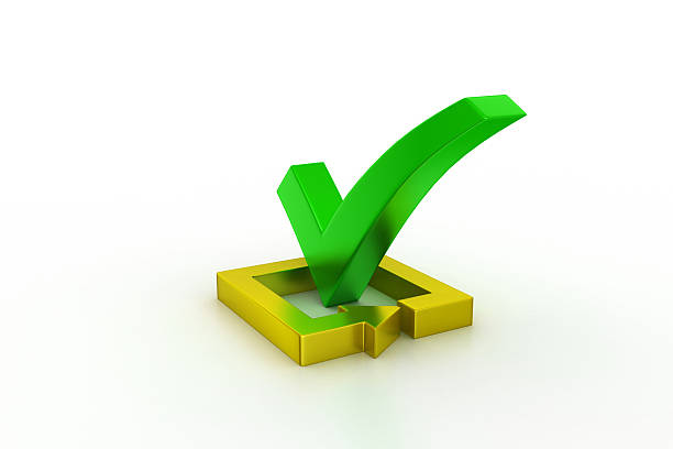 istock green check mark in golden square 587230208