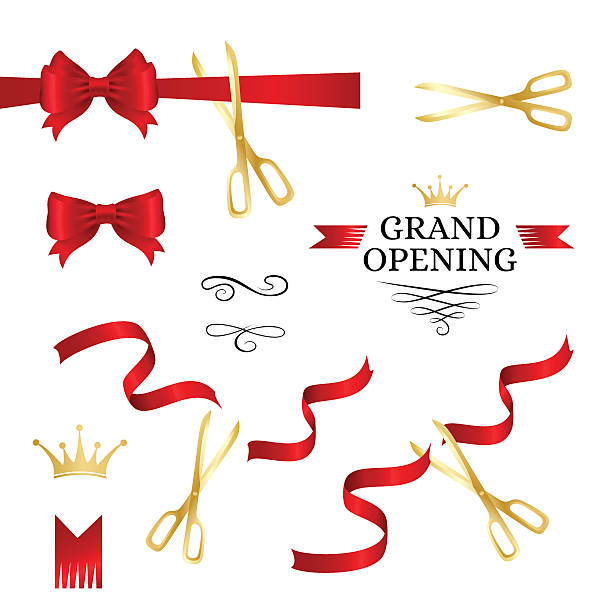 ilustrações de stock, clip art, desenhos animados e ícones de grand opening decoration elements - beginnings business new business ribbon