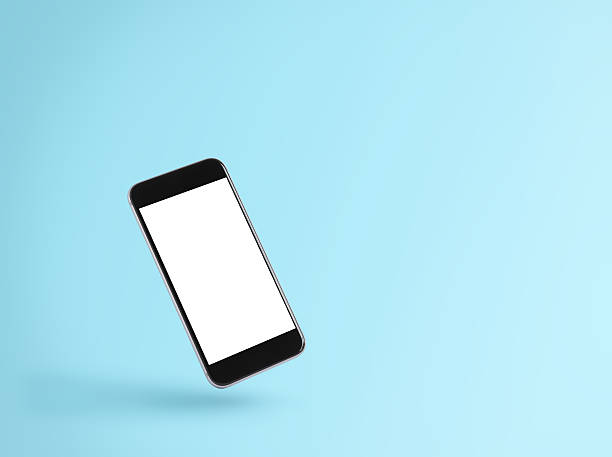 istock phone blank screen on blue background concept 587508960