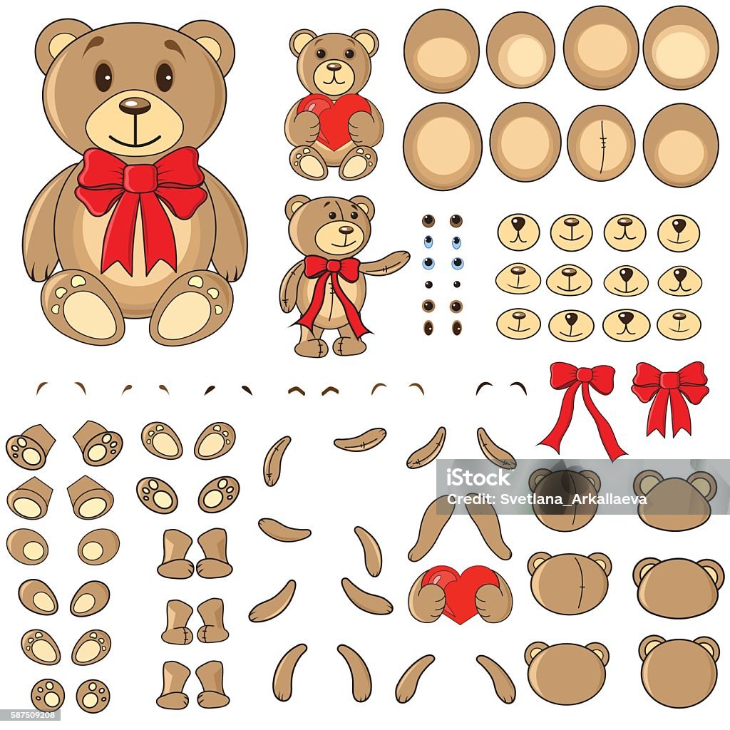 body parts of a bear in the vector Applique, body parts of a bear in the vector EPS Animal stock vector