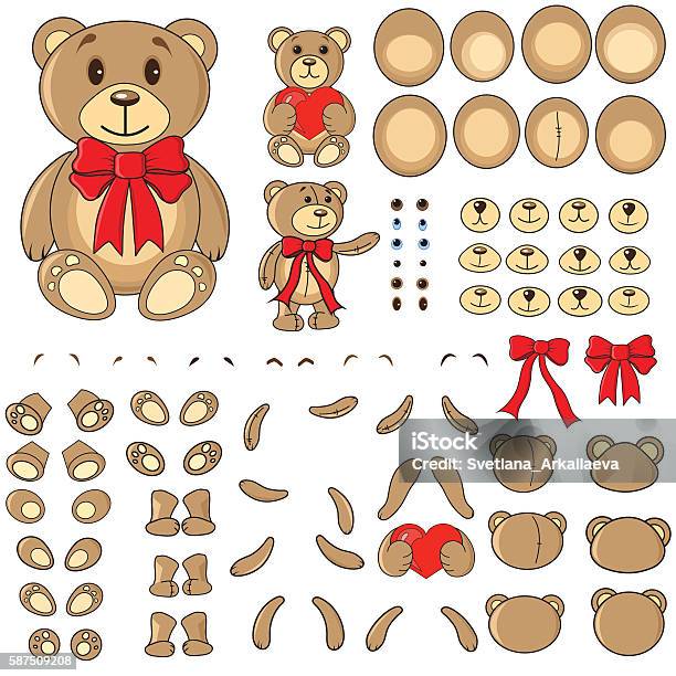 Body Parts Of A Bear In The Vector Stock Illustration - Download Image Now - Animal, Animal Body Part, Appliqué