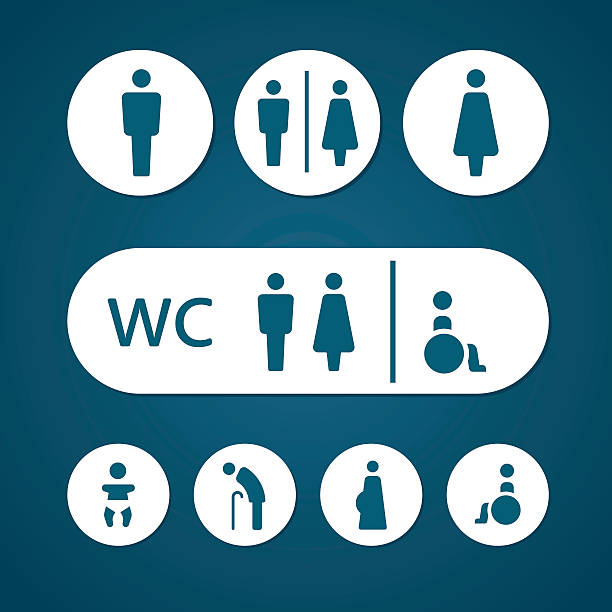 ilustrações de stock, clip art, desenhos animados e ícones de restroom icon set- male, female, pregnant ,disabled, senior, and baby sign - enter key computer key computer keyboard square