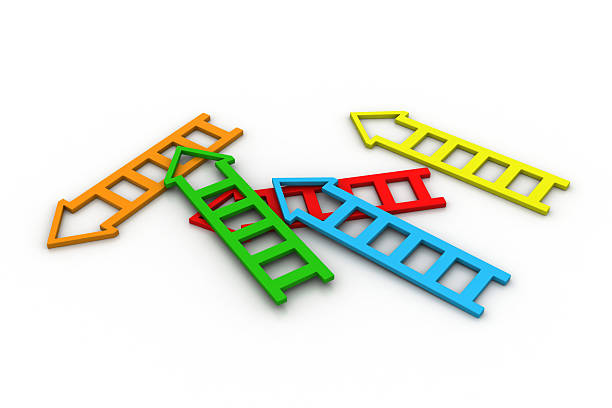 istock Success arrow ladder in multiple color 587513438