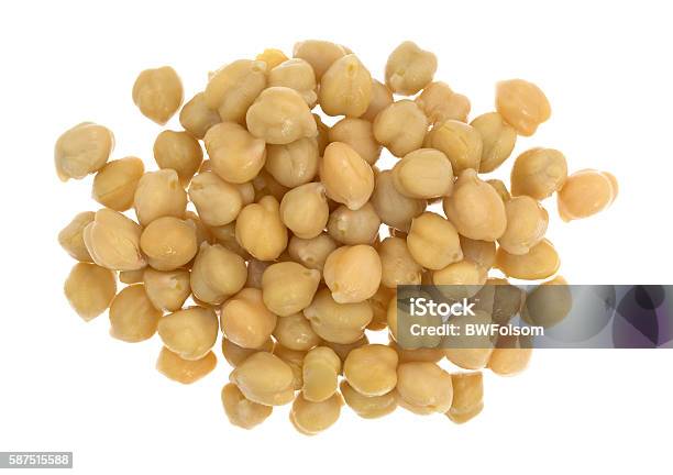 Organic Garbanzo Beans On A White Background Stock Photo - Download Image Now - Chick-Pea, White Background, Canned Food