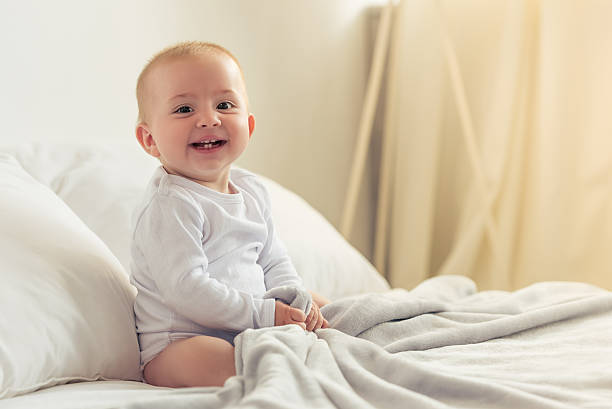 istock Cute baby at home 587515810