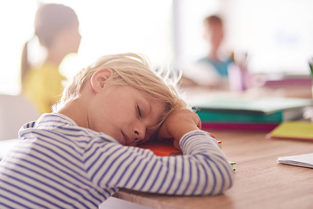 istock Sleepy day of elementary school pupil 587519326