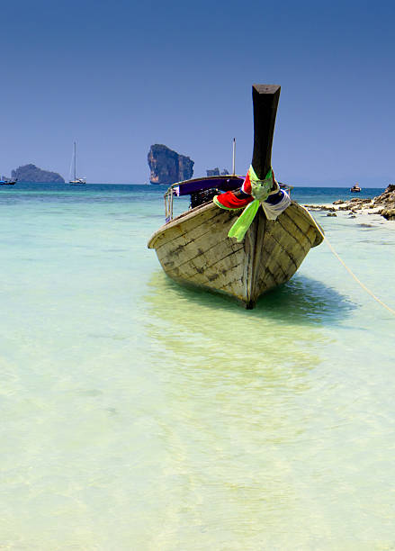 traditional long tail boat at southern of Thailand stock photo