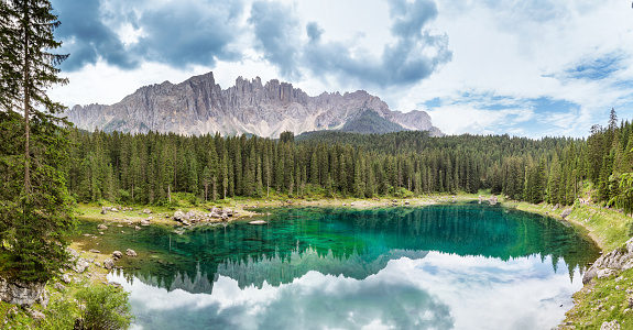 Panoramic view Carezza Lake  - Trentino Alto Adige - Italy