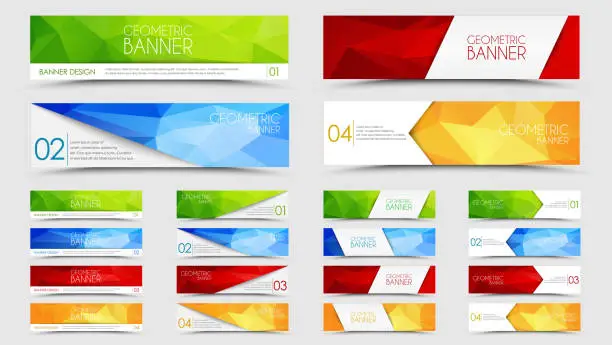 Vector illustration of Big set of geometric polygonal banners