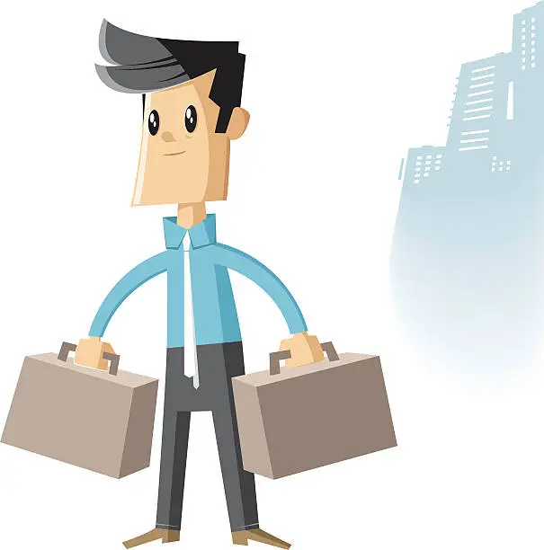 Vector illustration of Businessman carrying the stuff