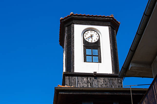 Clock tower in old town Nessebar or Nesebar in Bulgaria, Black sea