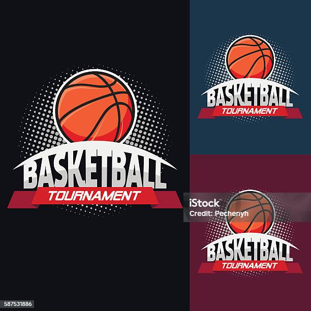 Basketball Colour Tournament Logo Stock Illustration - Download Image Now - Basketball - Ball, Basketball - Sport, Vector