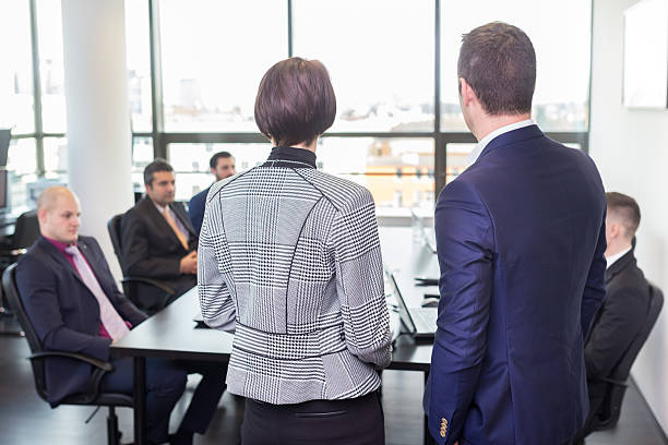 istock Corporate business team office meeting. 587533918