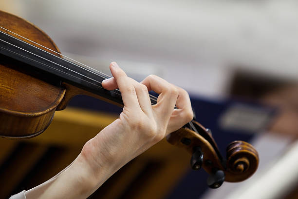 istock Hand girl playing the violin 587534846