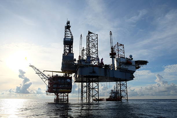 istock Offshore construction platform for production oil and gas 587541544