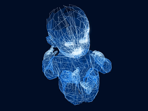 baby infant sketch graphics.3D rendering.