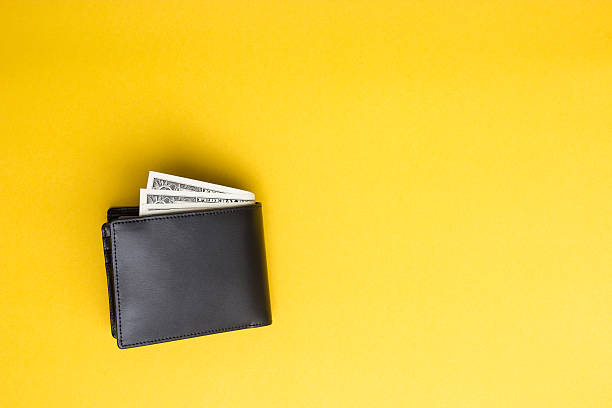 istock Black leather Men's Wallet with dollar cash 587544764