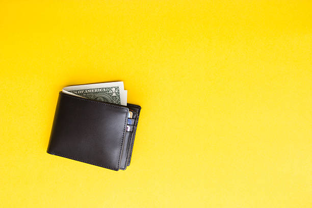 istock Black leather Men's Wallet with dollar cash 587544852