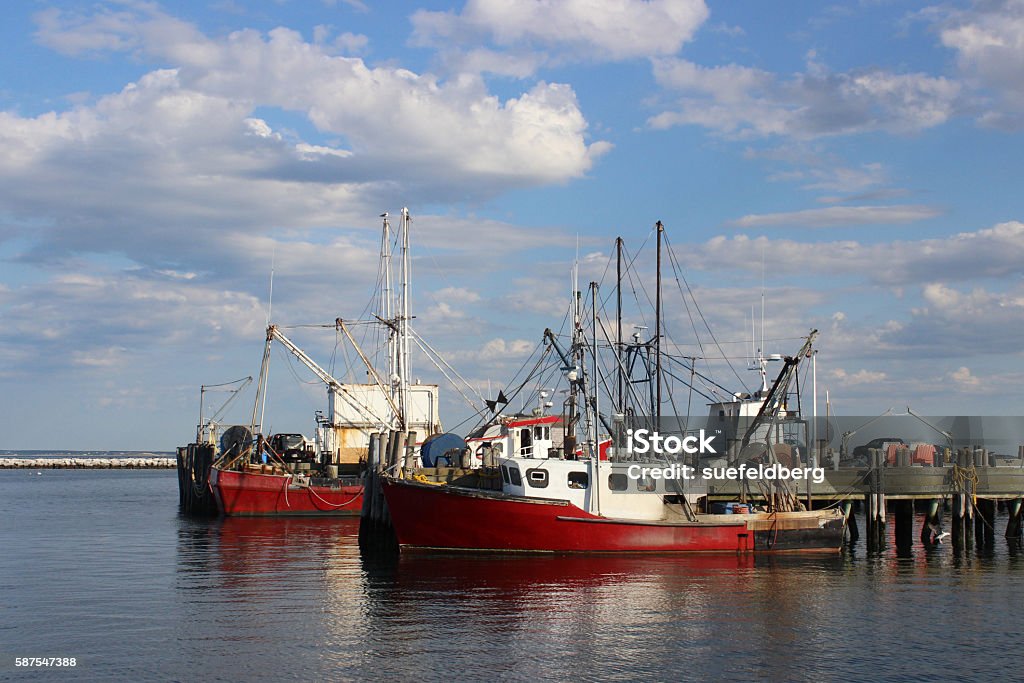 Red Boats Red fishing boats at MacMillan Wharf in Provincetown, Cape Cod. Cape Cod Stock Photo