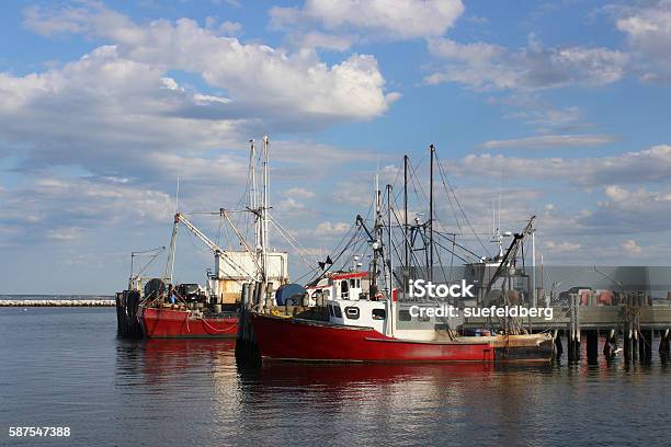 Red Boats Stock Photo - Download Image Now - Cape Cod, Blue, Cloud - Sky