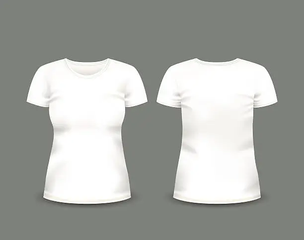 Vector illustration of Womens white t-shirt short sleeve