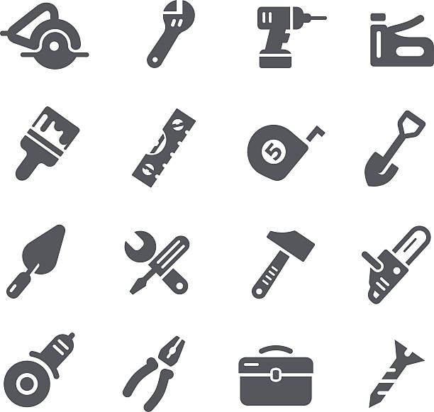 도구 아이콘 - construction equipment vector illustration and painting computer icon stock illustrations