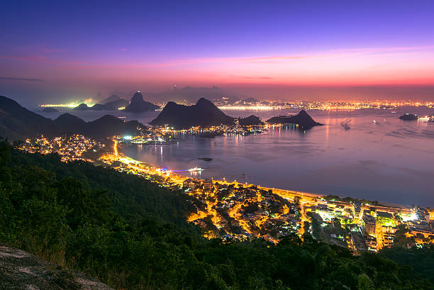 리우데자네이루의 아름다운 야경 - niteroi corcovado rio de janeiro tropical climate 뉴스 사진 이미지