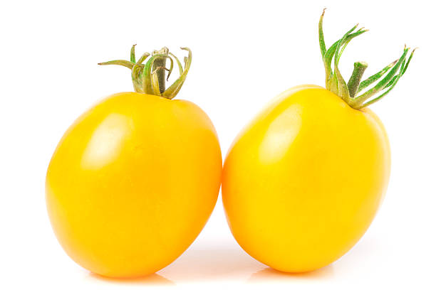 istock two yellow tomato isolated on white background 587772800