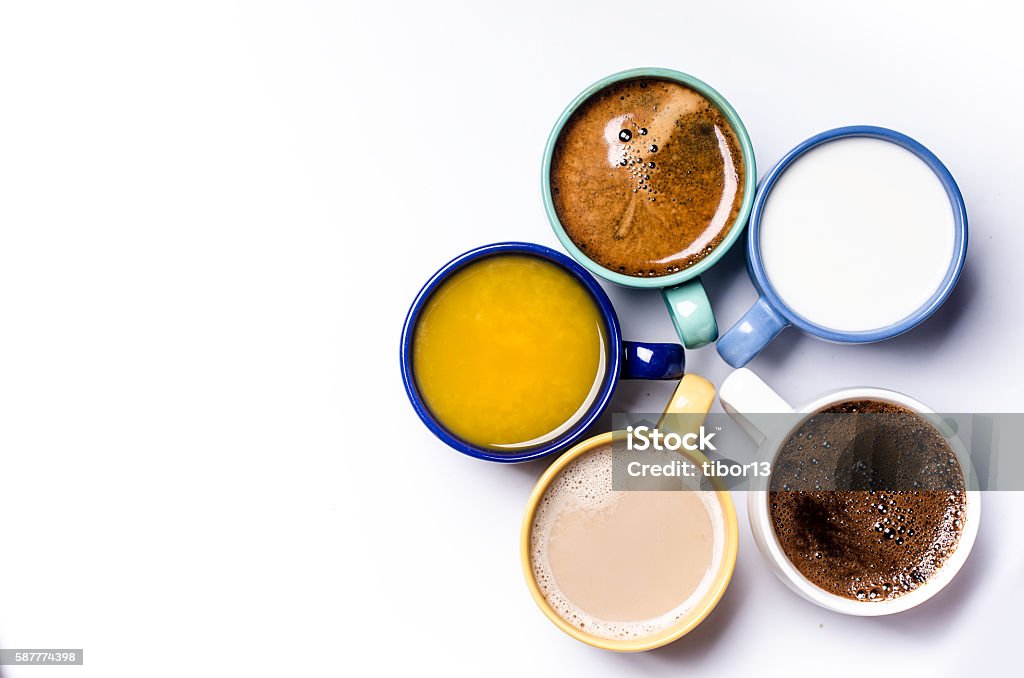 Five  cups on a white background Coffee Break Stock Photo