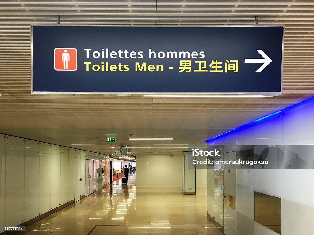 Toilets Men sign in Orly Airport - Paris Toilets Men sign in Orly Airport - Paris, France. Airport Stock Photo