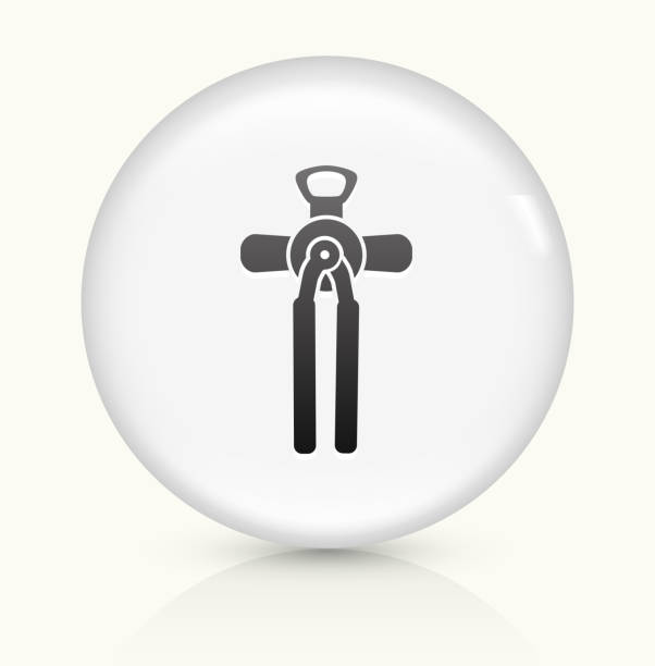 Can Opener Icon On White Round Vector Button Stock Illustration - Download  Image Now - Beige, Bottle Opener, Can Opener - iStock