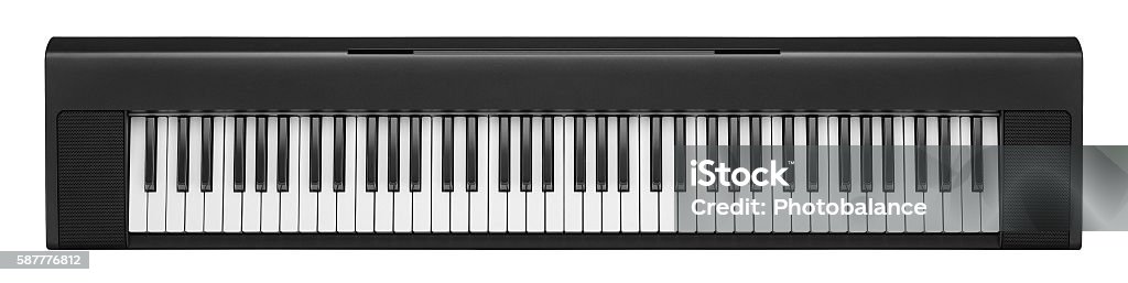 Dark Gray Synthesizer Dark Gray Synthesizer isolated on white background Arrangement Stock Photo