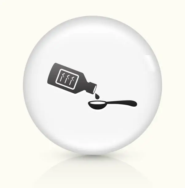 Vector illustration of Drinking Medicine icon on white round vector button