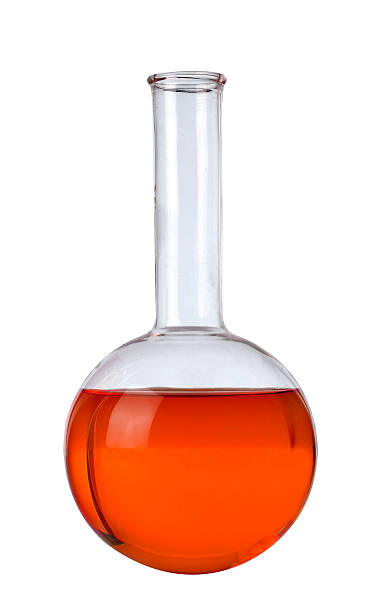 istock Chemical laboratory flask with red liquid 587777644