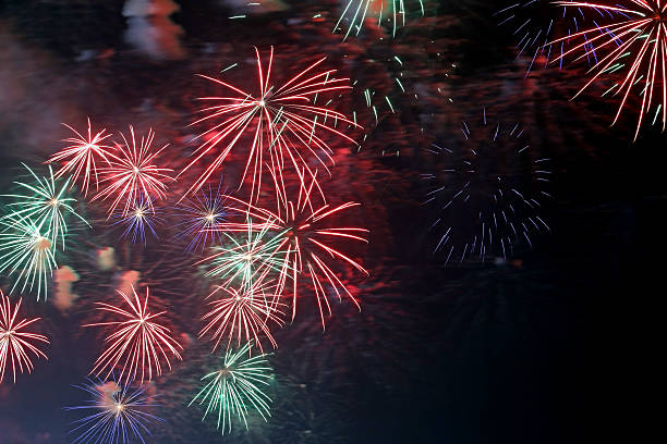 istock show with colorful fireworks in the dark night 587779158