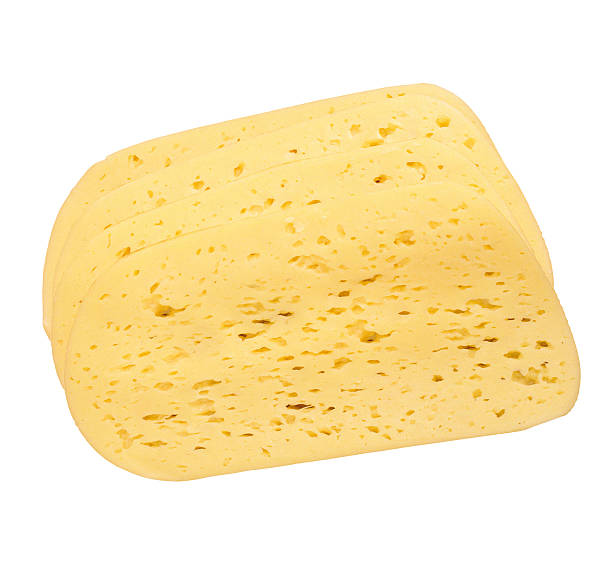 istock Thin slices of Swiss cheese 587780394