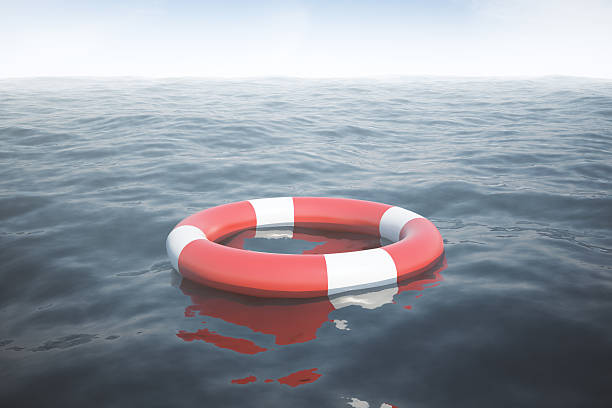 istock Lifebuoy ring on water 587781598