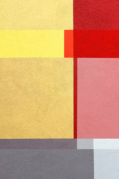Small fragment of diversely painted wall. Digitally reworked photo after color replacement. Abstract multicolor background in minimalism or constructivism style.