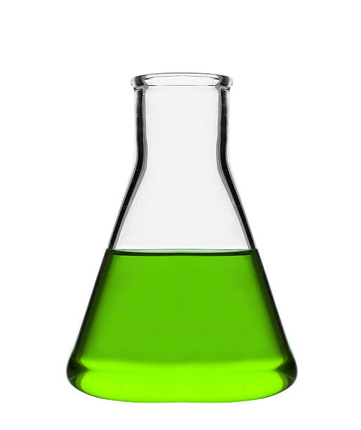 istock Chemical laboratory flask with green liquid 587782742