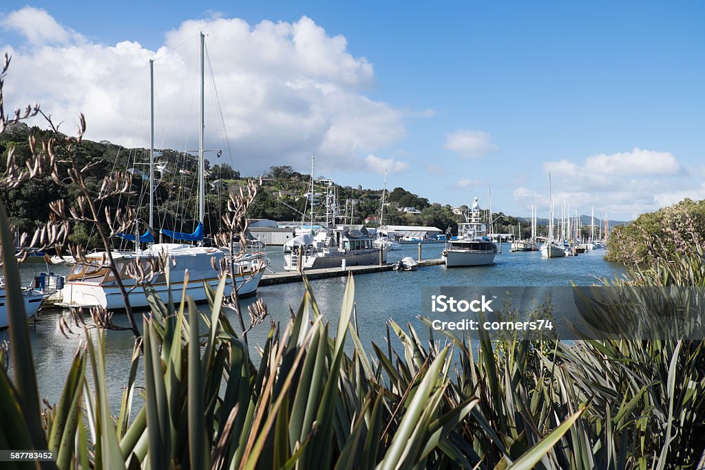 Boats at Whangarei marina in town basin Boats moored at Whangarei Marina in the town basin - Northland, New Zealand, NZ. Whangarei Heads Stock Photo